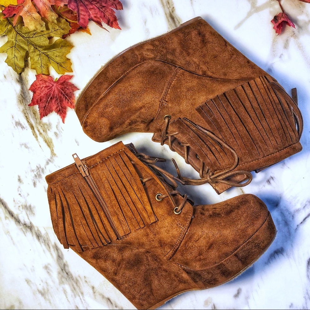 Air Underground Brown Tassel Booties